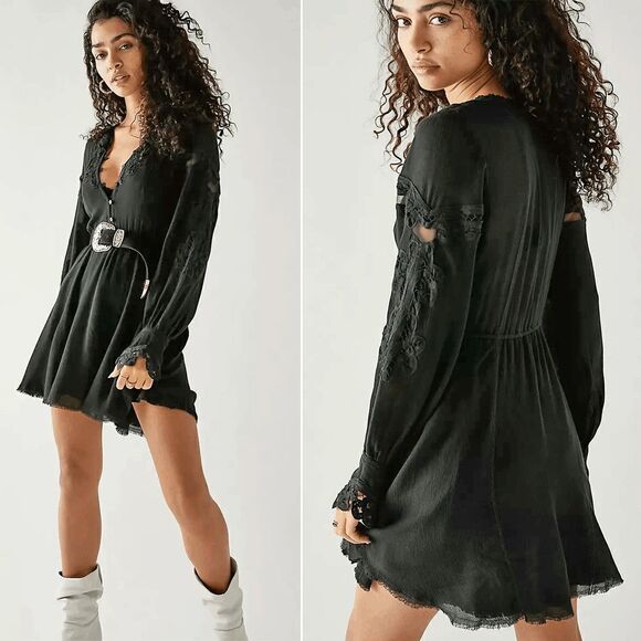 Free People Paige Mini Dress - Black - Picture 1 of 2